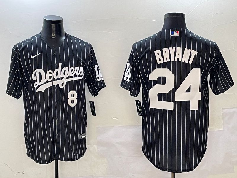 Men Los Angeles Dodgers #24 Bryant Black Stripe Jointly Name 2025 Nike MLB Jersey style 1